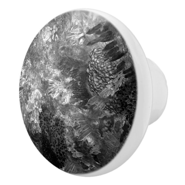  Layers of Crystals Grey  Ceramic Knob (Right)