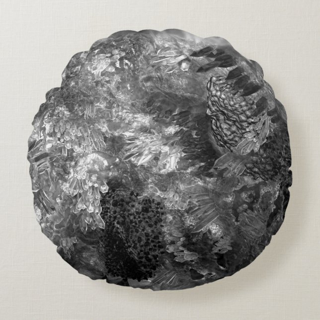  Layers of Crystals Grey  Round Cushion (Front)