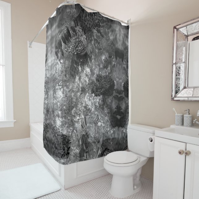  Layers of Crystals Grey  Shower Curtain (In Situ)