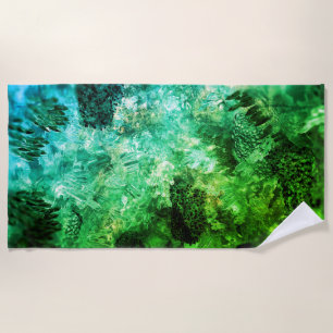 Layers of Green Crystals Beach Towel