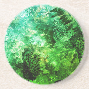 Layers of Green Crystals Coaster