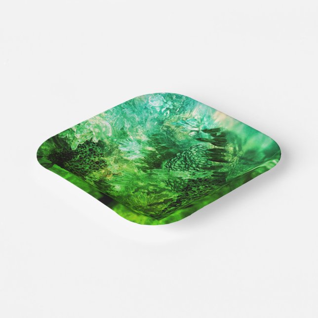 Layers of Green Crystals Paper Plate (Angled)