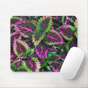 LAYERS OF GREEN & MAGENTA COLEUS LEAVES MOUSE PAD