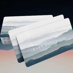 Layers of Mountain Ranges in Shades of Blue Business Card