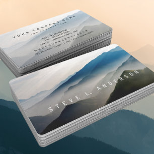 Layers of Mountain Ranges in Shades of Blue © Business Card