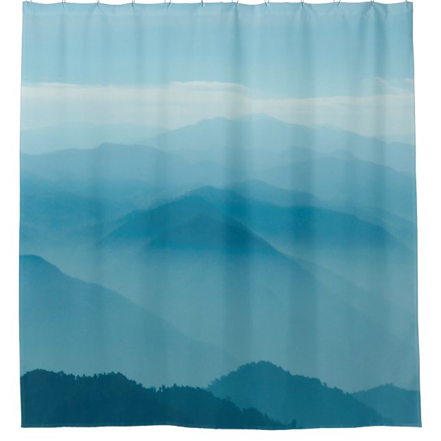 Layers of mountain shower curtain (Front)