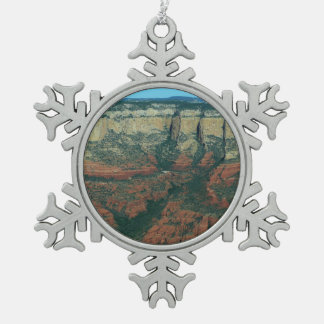 Layers of Red Rocks in Sedona Arizona Snowflake Pewter Christmas Ornament