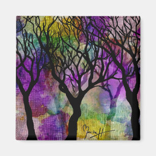 Layers of Trees on Mica Background Magnet