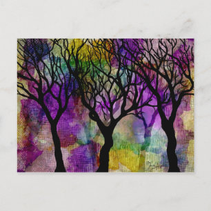 Layers of Trees on Mica Background Postcard