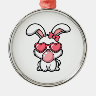 layful Kawaii Rabbit with Bubblegum Bubble Metal Tree Decoration