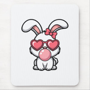 layful Kawaii Rabbit with Bubblegum Bubble Mouse Pad