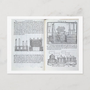 Laying foundations, from 'Della Architettura', pub Postcard