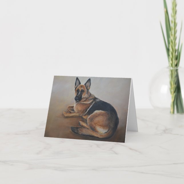 Laying German Shepherd Dog Art Notecard (Front)