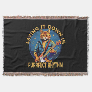 Laying it Down in Purr-fect Rhythm Throw Blanket