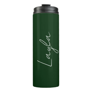 'Layla' A Template For Your Name Classy Dark Green Thermal Tumbler