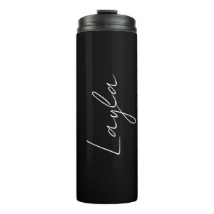 'Layla' A Template For Your Name Plain Black Thermal Tumbler