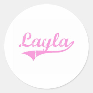 Layla Classic Style Name Round Sticker