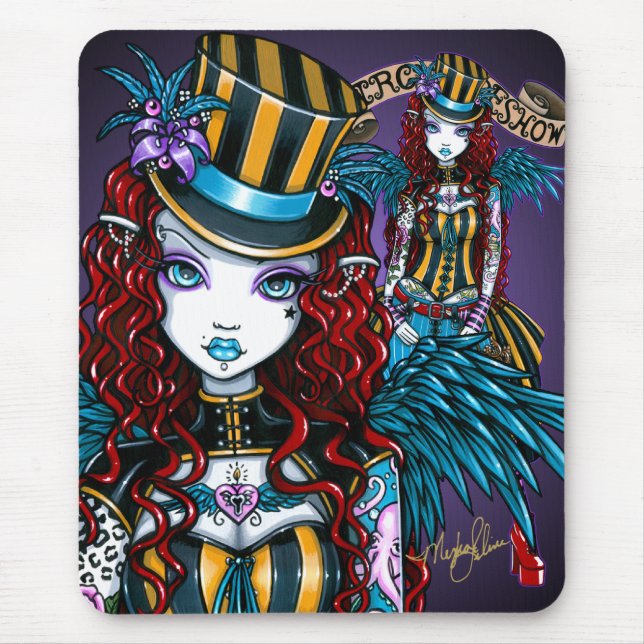 "Layla" Gothic Fairy Circus Tattoo Sideshow Mouse Pad (Front)