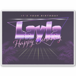 Layla Name First name lila retro Sticker Birthday