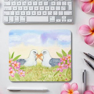 Laysan Albatross with Pink Plumerias Mouse Pad