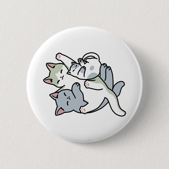 Laze Furr Days - Cute Lazy Cats Design 6 Cm Round Badge (Front)