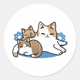 Laze Furr Days - Cute Lazy Cats Design Classic Round Sticker