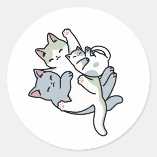 Laze Furr Days - Cute Lazy Cats Design Classic Round Sticker