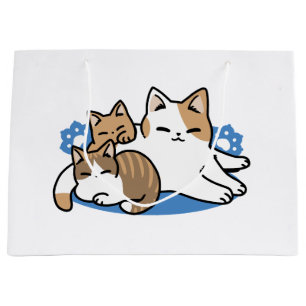 Laze Furr Days - Cute Lazy Cats Design Large Gift Bag
