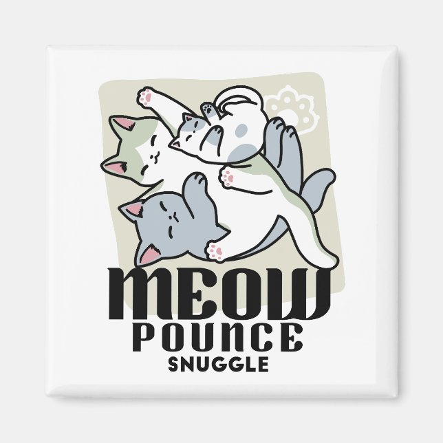 Laze Furr Days - Cute Lazy Cats Design Magnet (Front)