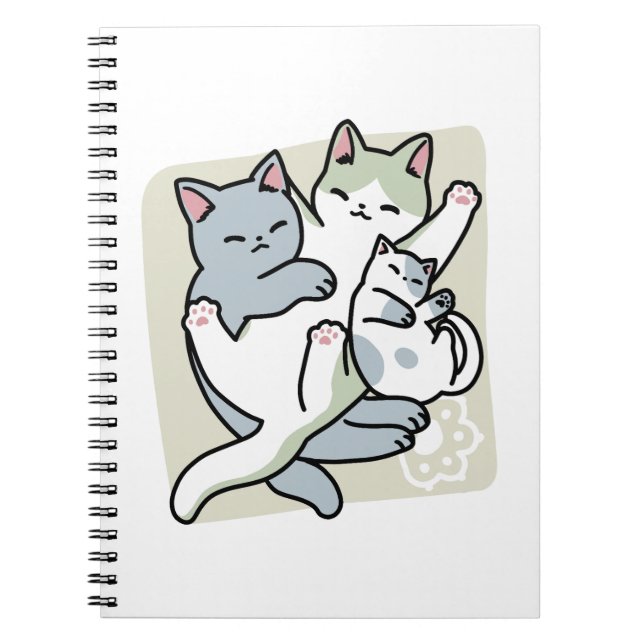 Laze Furr Days - Cute Lazy Cats Design Notebook (Front)