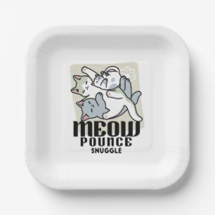 Laze Furr Days - Cute Lazy Cats Design Paper Plate