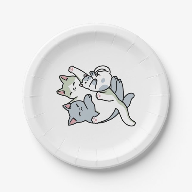 Laze Furr Days - Cute Lazy Cats Design Paper Plate (Front)