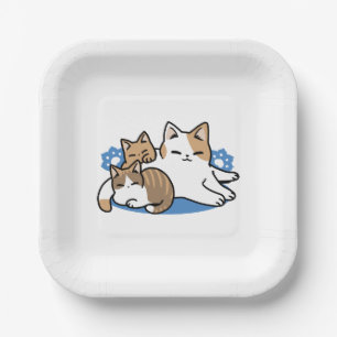 Laze Furr Days - Cute Lazy Cats Design Paper Plate