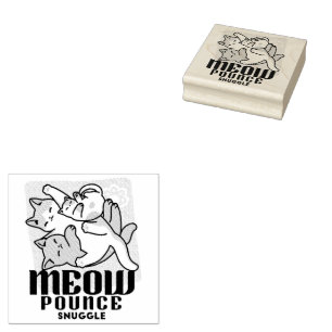 Laze Furr Days - Cute Lazy Cats Design Rubber Stamp