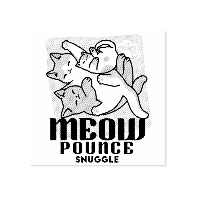 Laze Furr Days - Cute Lazy Cats Design Rubber Stamp (Imprint)