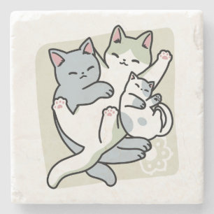 Laze Furr Days - Cute Lazy Cats Design Stone Coaster