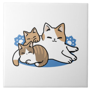 Laze Furr Days - Cute Lazy Cats Design Tile