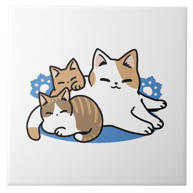 Laze Furr Days - Cute Lazy Cats Design Tile (Front)