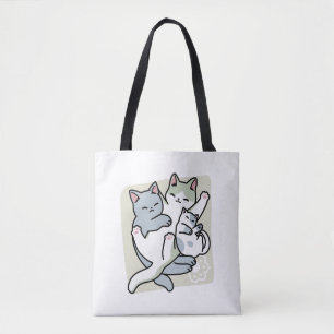Laze Furr Days - Cute Lazy Cats Design Tote Bag