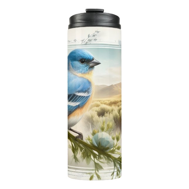 Lazuli Bunting Songbird Watercolor Desert Tumbler (Front)