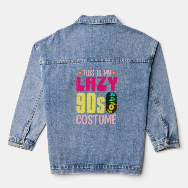 Lazy 90s Costume Nineties Theme Party Vinyl 90s 1  Denim Jacket (Back)