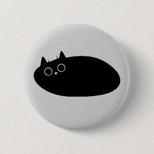 Lazy Black Cat   Button for Cat lovers!!
