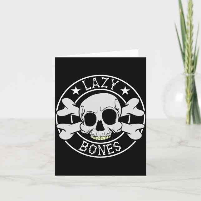 Lazy Bones Skeleton Halloween Costume Horror Card (Front)