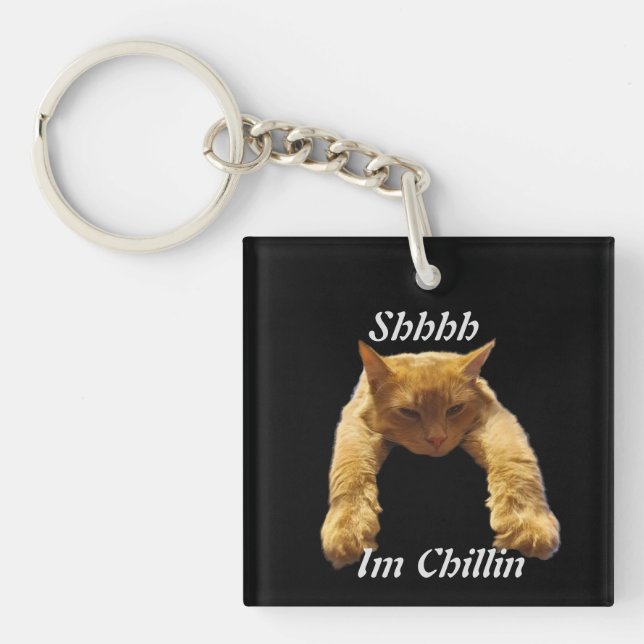 Lazy Brown Cat Chillin, Keyring (Front)