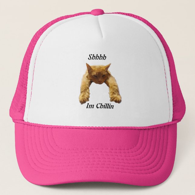 Lazy Brown Cat Chillin, Truckers Hat (Front)