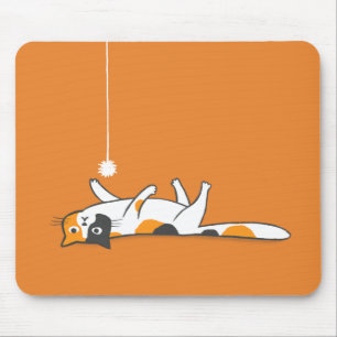 Lazy Calico Cat   Cute Pet Kitty Lover's Mousepad