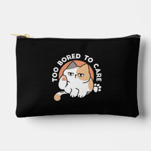 Lazy Cat Attitude – Too Bored to Care Funny Quote Accessory Pouch