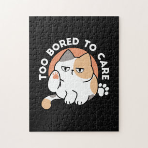 Lazy Cat Attitude – Too Bored to Care Funny Quote Jigsaw Puzzle