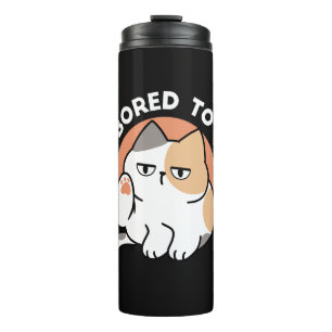 Lazy Cat Attitude – Too Bored to Care Funny Quote Thermal Tumbler
