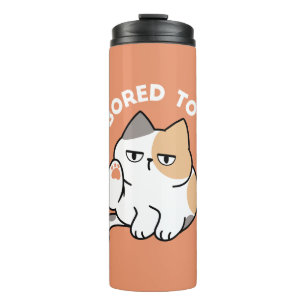 Lazy Cat Attitude – Too Bored to Care Funny Quote Thermal Tumbler